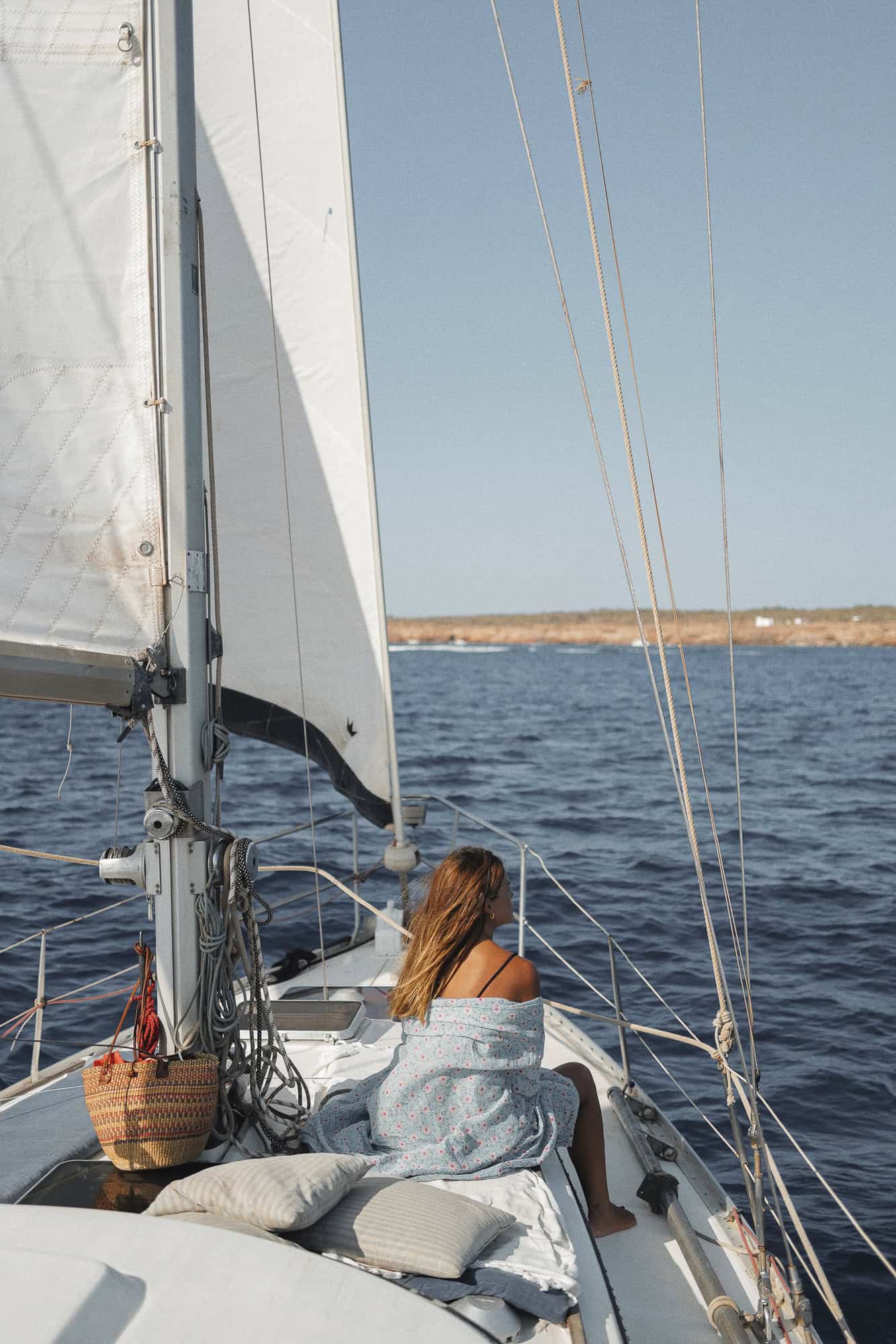 Half day boat trip in Formentera, CALIU sailboat in turquoise water